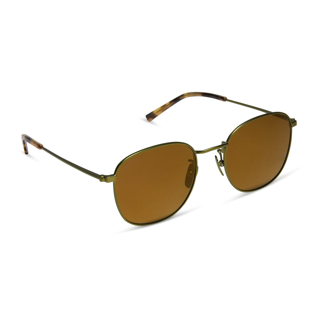 DIFF EYEWEAR Axel Sunglasses- Moss Metal/Gold Mirror