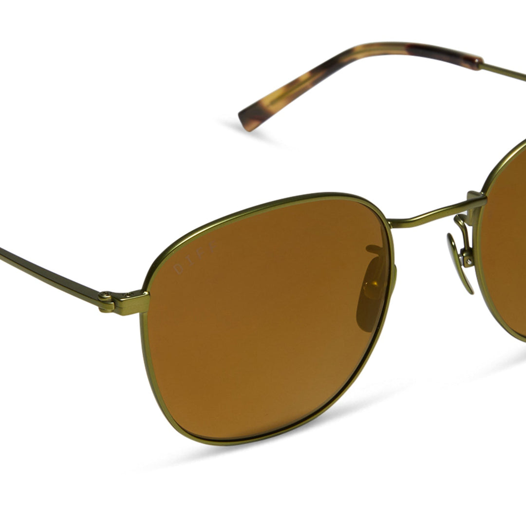 DIFF EYEWEAR Axel Sunglasses- Moss Metal/Gold Mirror