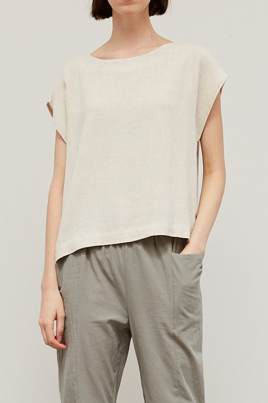 Jayden P Boutique - DUNDEE LINEN BLEND WOVEN TOP - SMALL