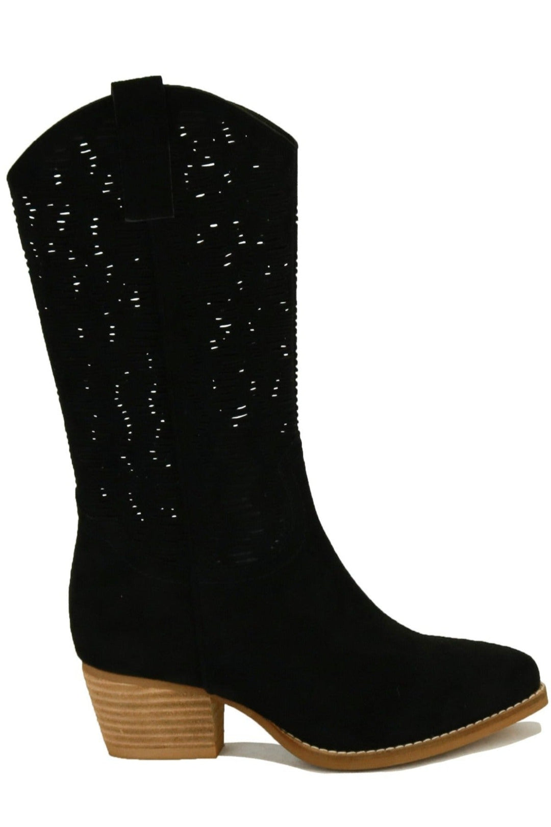 Dallas Laser Cut Boots - Black-BEAST FASHION-Jayden P Boutique