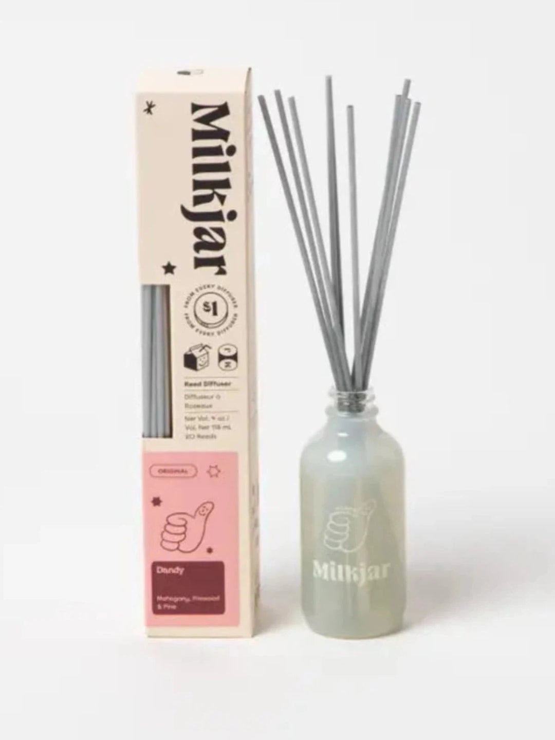 Dandy - Mahogany, Firewood & Pine Reed Diffuser - 4 Oz-Milk Jar Candle Co.-Jayden P Boutique