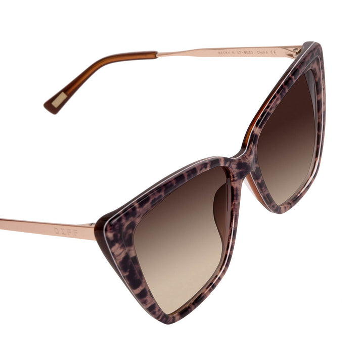 Diff Eyewear Becky II - Leopard Tortoise + Brown Gradient Sunglasses-DIFF EYEWEAR-Jayden P Boutique