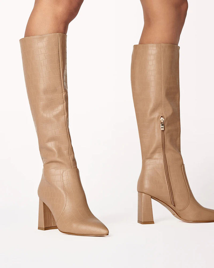 Elanor Knee High Croc Boots - Camel Croc-BILLINI-Jayden P Boutique