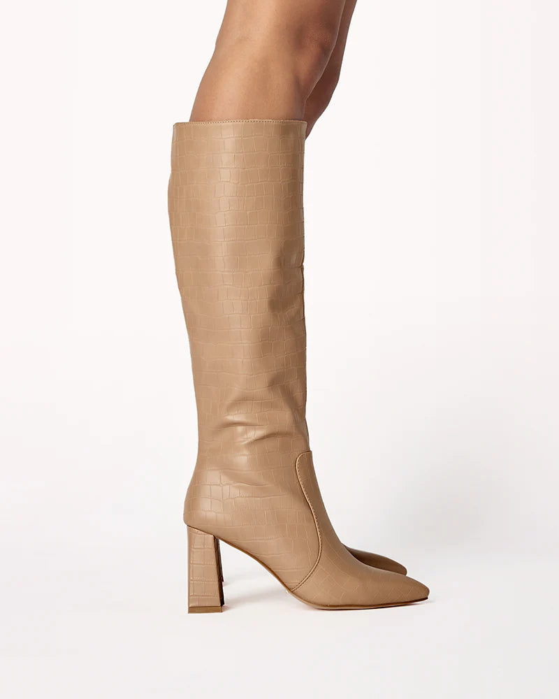 Elanor Knee High Croc Boots - Camel Croc-BILLINI-Jayden P Boutique