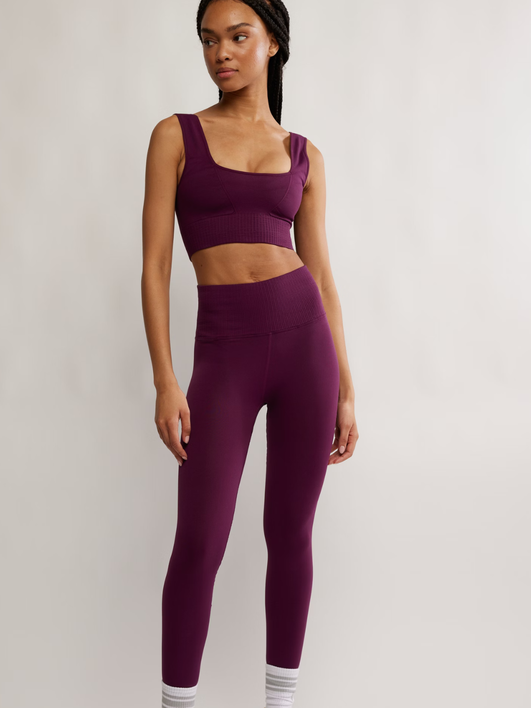 FREE PEOPLE - Good Karma Legging offers a high-rise, ribbed fit perfect for activewear and everyday comfort.