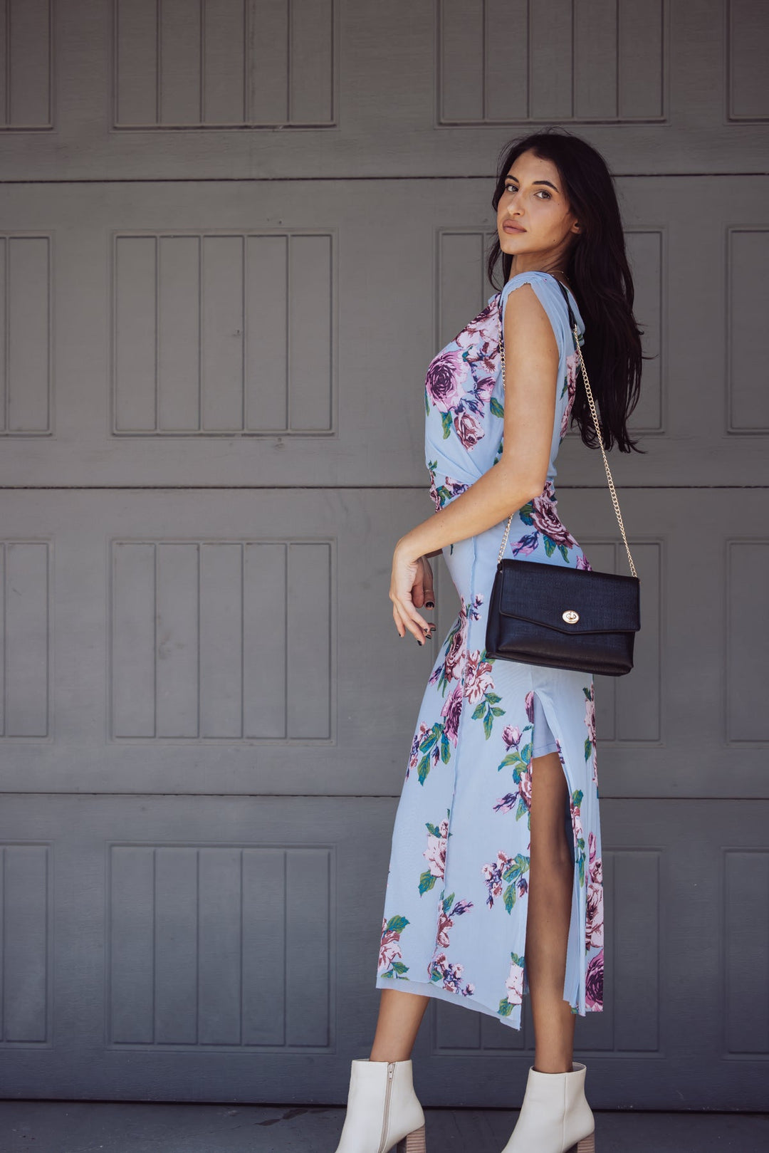 Free People Carmel Midi Dress - Blue Floral