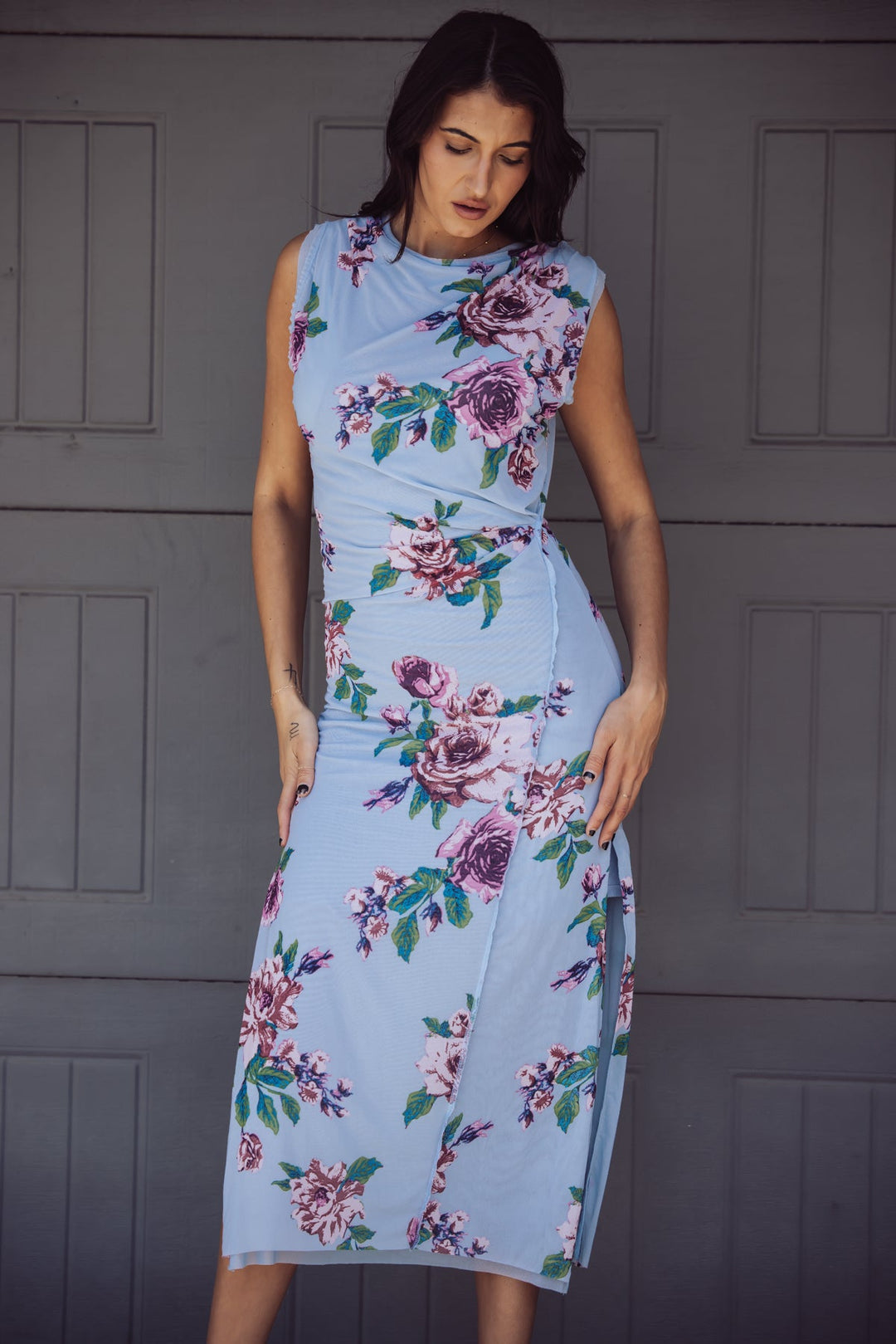 Free People Carmel Midi Dress - Blue Floral