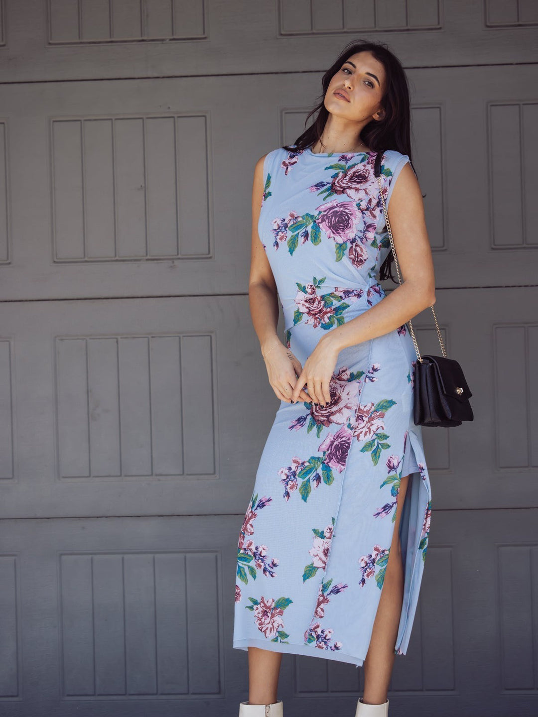 Jayden P Boutique - Free People Carmel Midi Dress - Blue Floral - SMALL