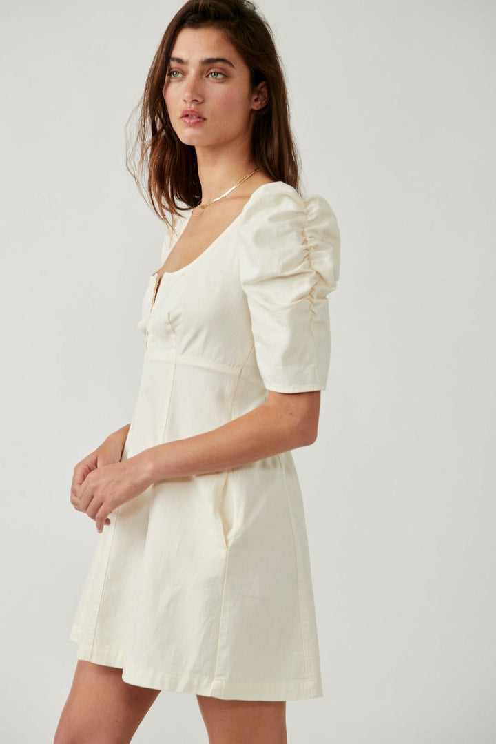 Free People Cheyenne Denim Mini Dress - Ivory