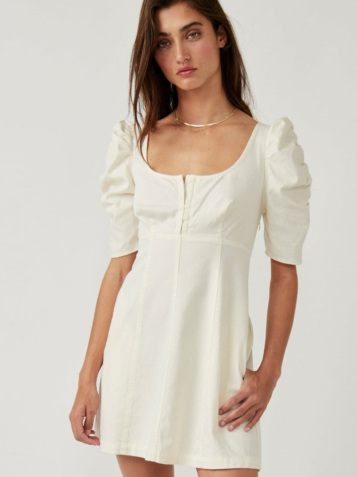 Free People Cheyenne Denim Mini Dress - Ivory