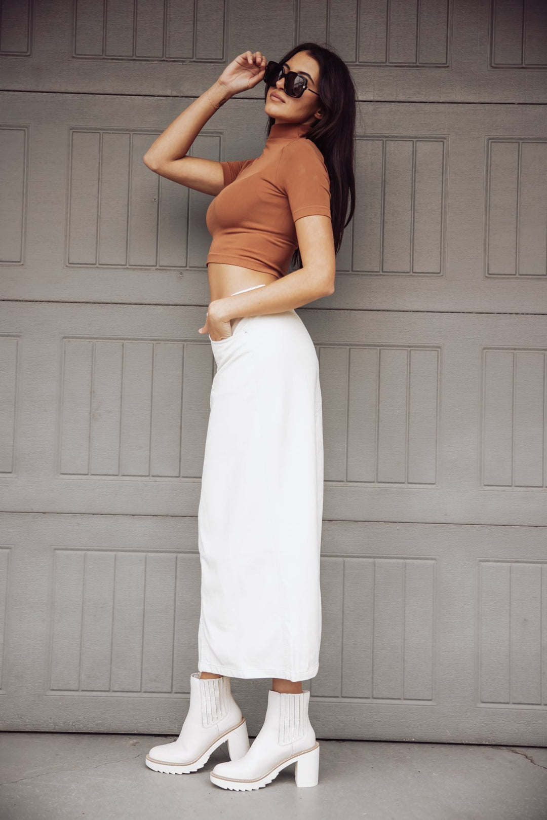 Free People City Slicker Vegan Maxi Skirt - Ivory