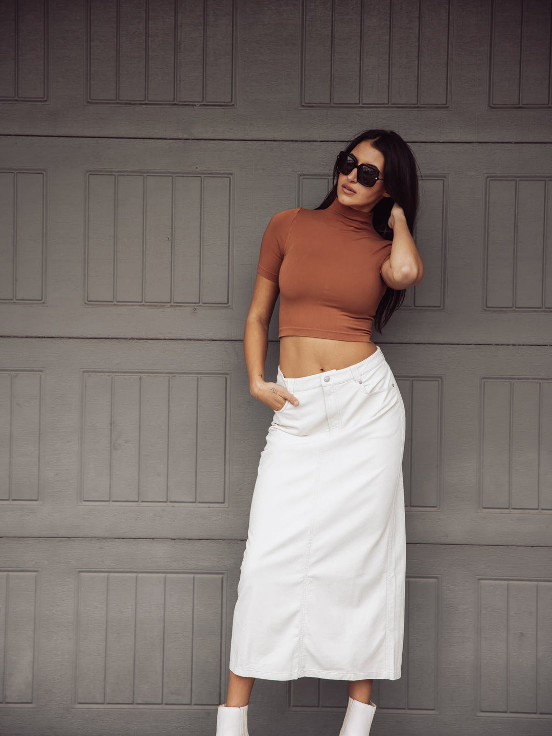 Free People City Slicker Vegan Maxi Skirt - Ivory