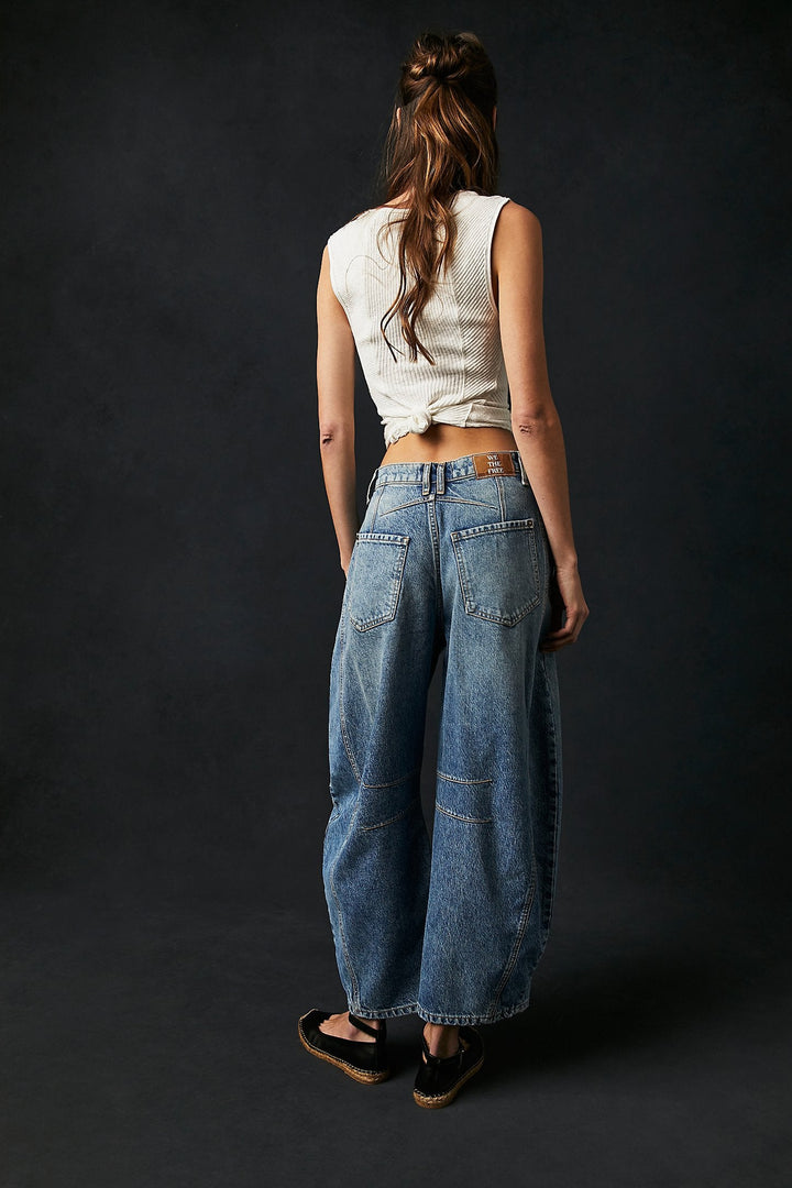 Free People Good Luck Mid Rise Barrel Jeans