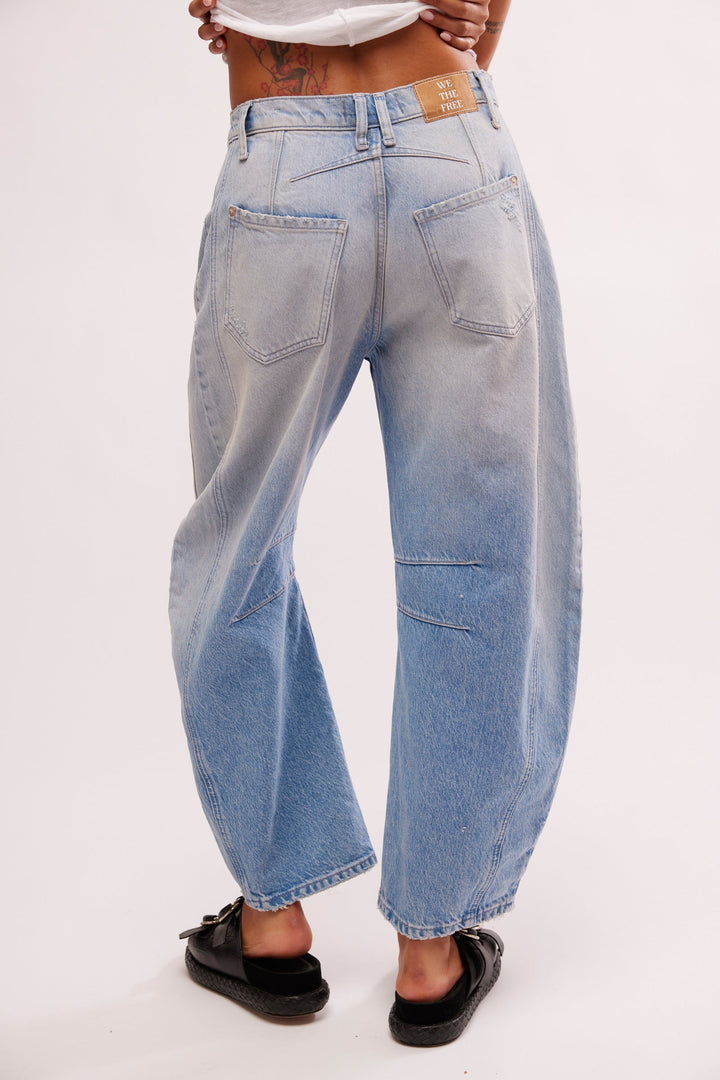 Jayden P Boutique - Free People Good Luck Mid Rise Barrel Jeans - 24 / Black