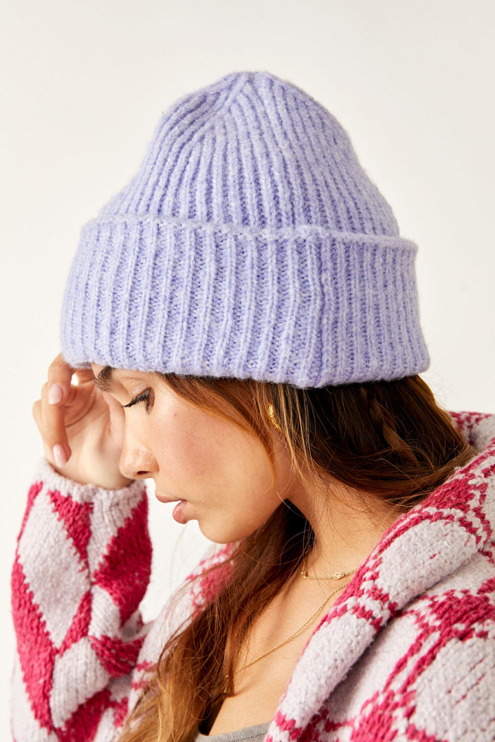 Free People Harbor Marble Ribbed Beanie - Periwinkle