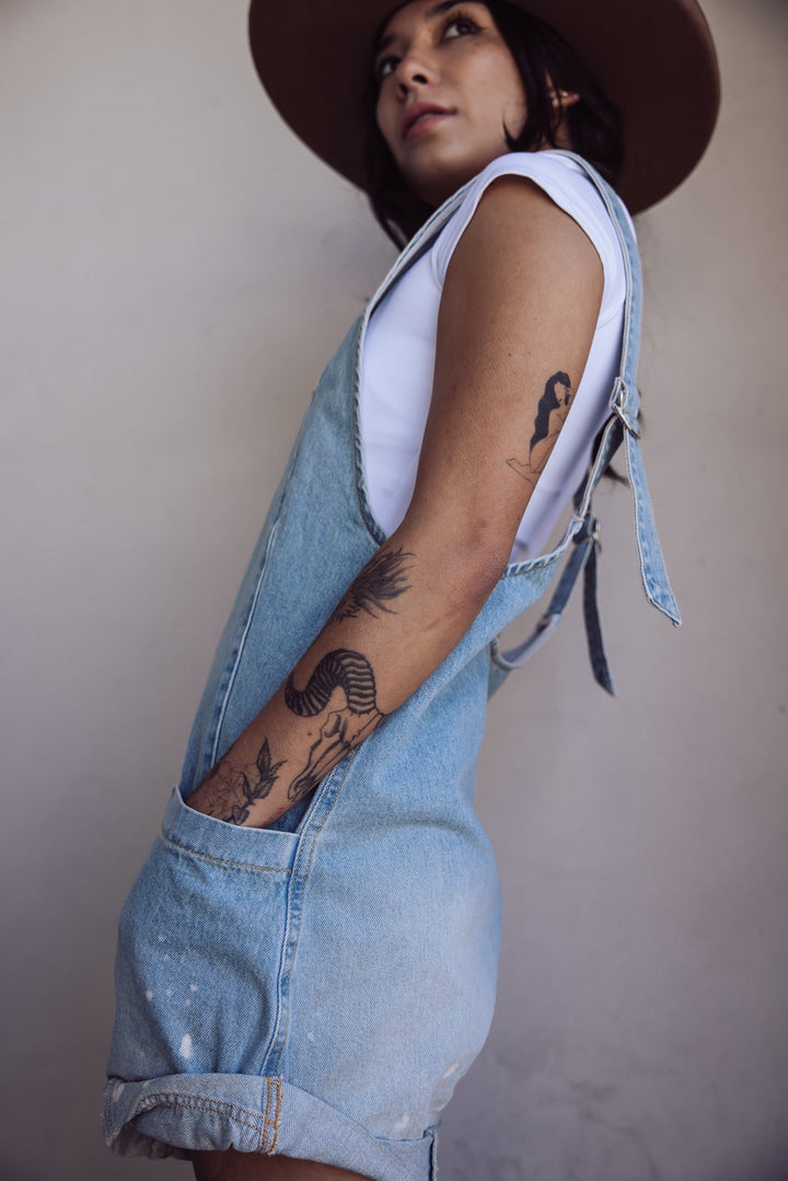 Free People High Roller Denim Shortalls