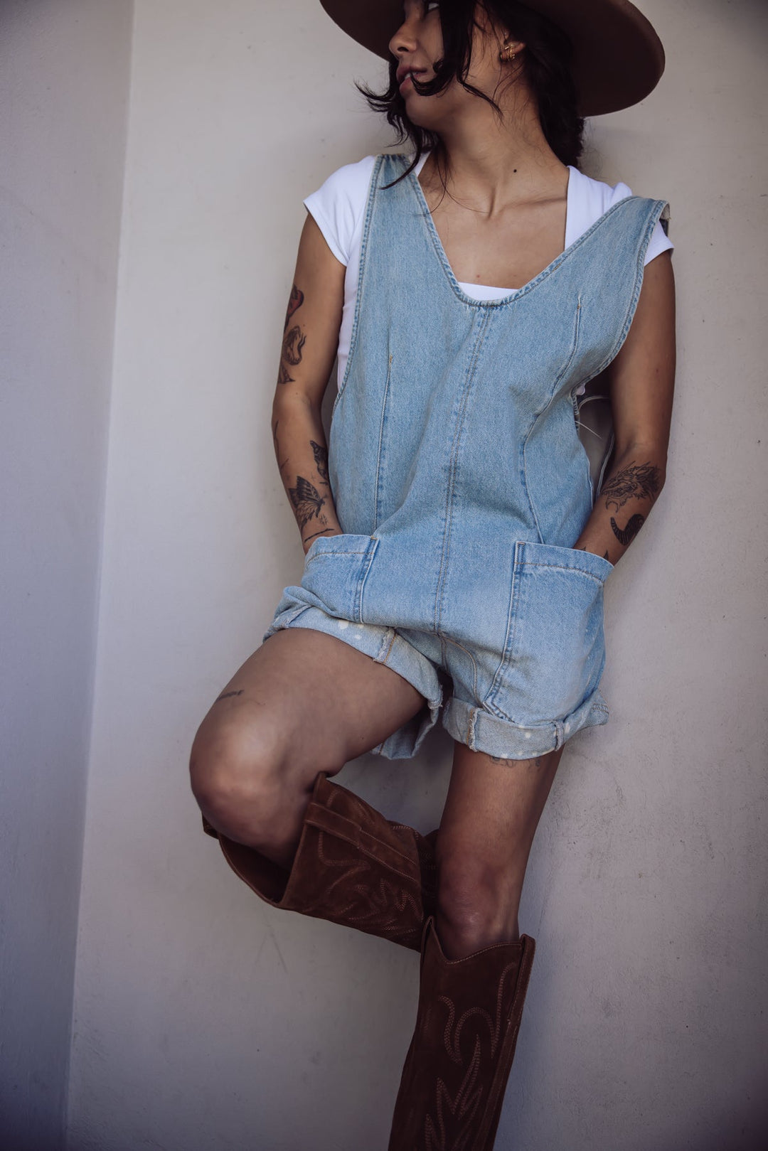 Free People High Roller Denim Shortalls