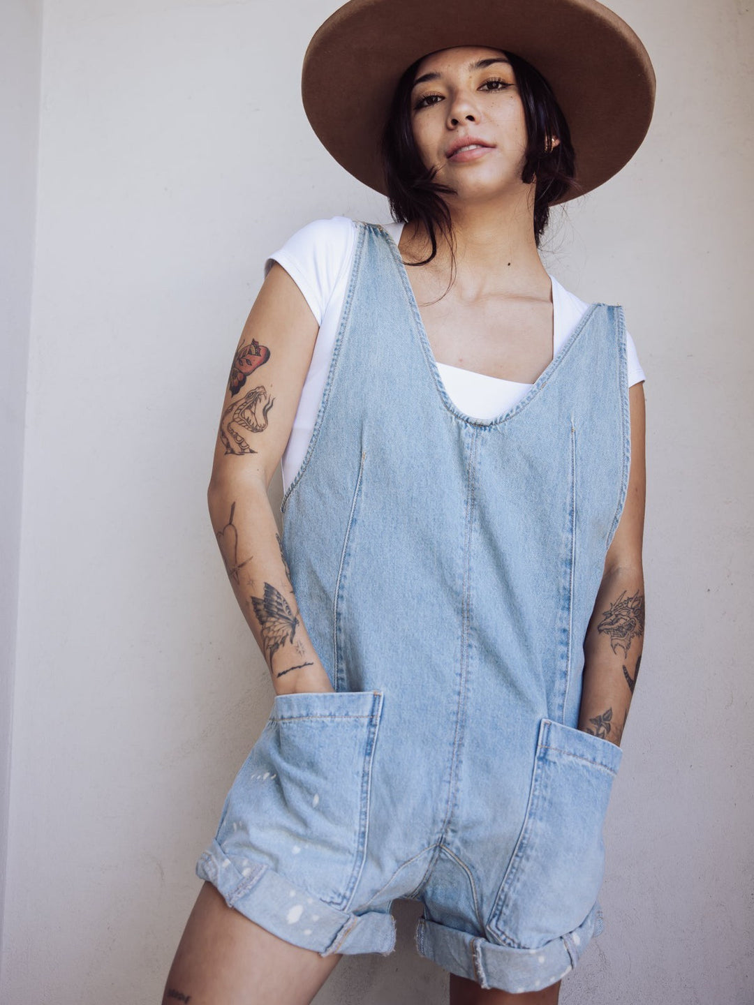 Free People High Roller Denim Shortalls