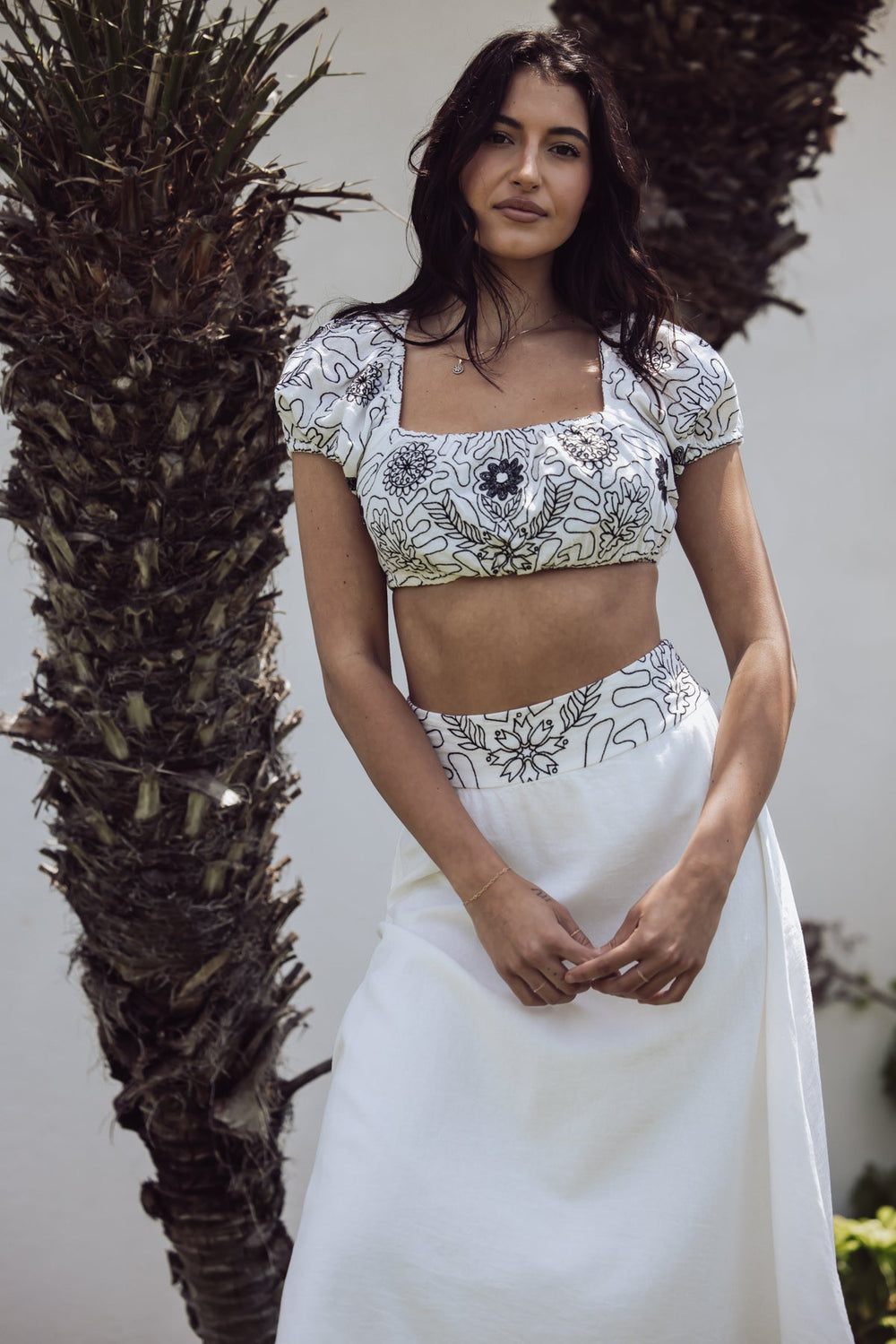 Free People Lotus Embellished Crop Top - White-FREE PEOPLE-Jayden P Boutique