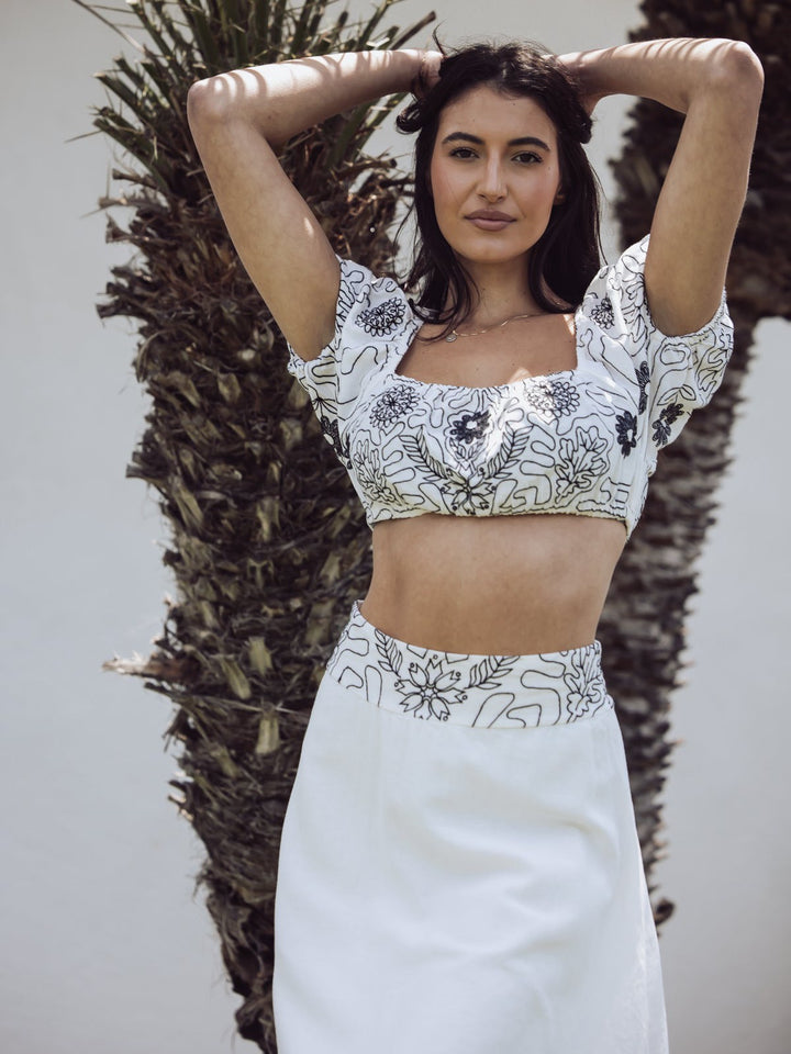 Free People Lotus Embellished Crop Top - White-FREE PEOPLE-Jayden P Boutique