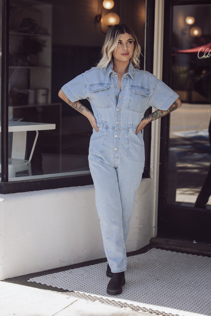 Free People Marci Denim Jumpsuit - Clear Skies-FREE PEOPLE-Jayden P Boutique