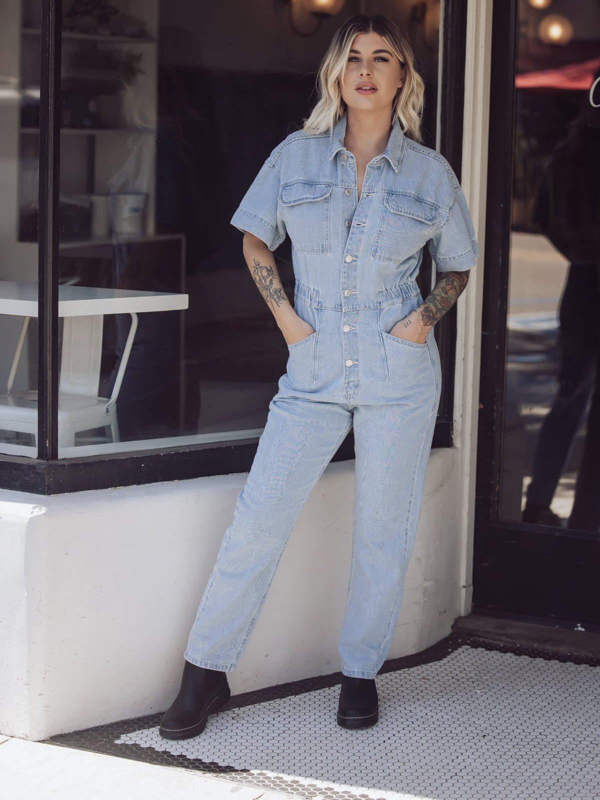 Free store People Denim Jumpsuit