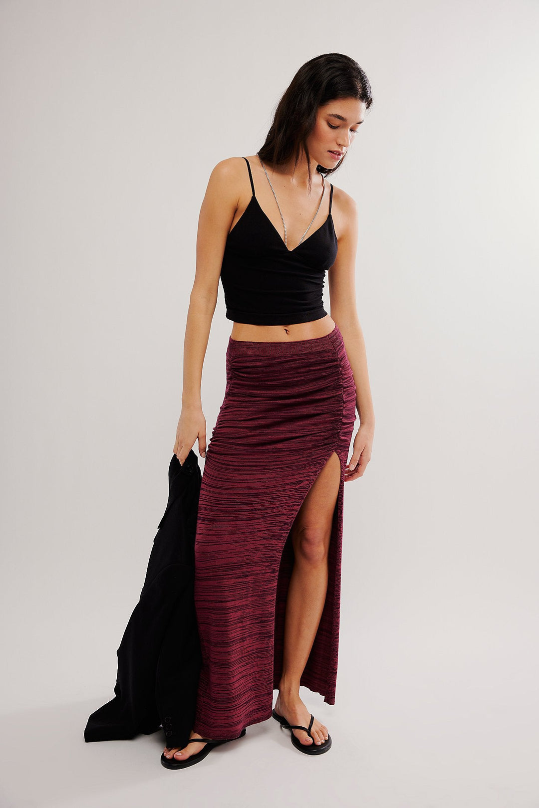 Jayden P Boutique - Free People Peak Show Maxi Skirt - Black / XS