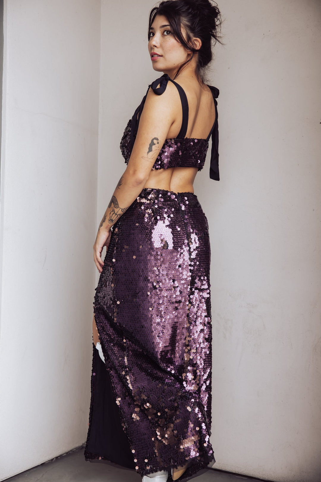 Free People Star Bright Sequin Maxi Skirt - Purple