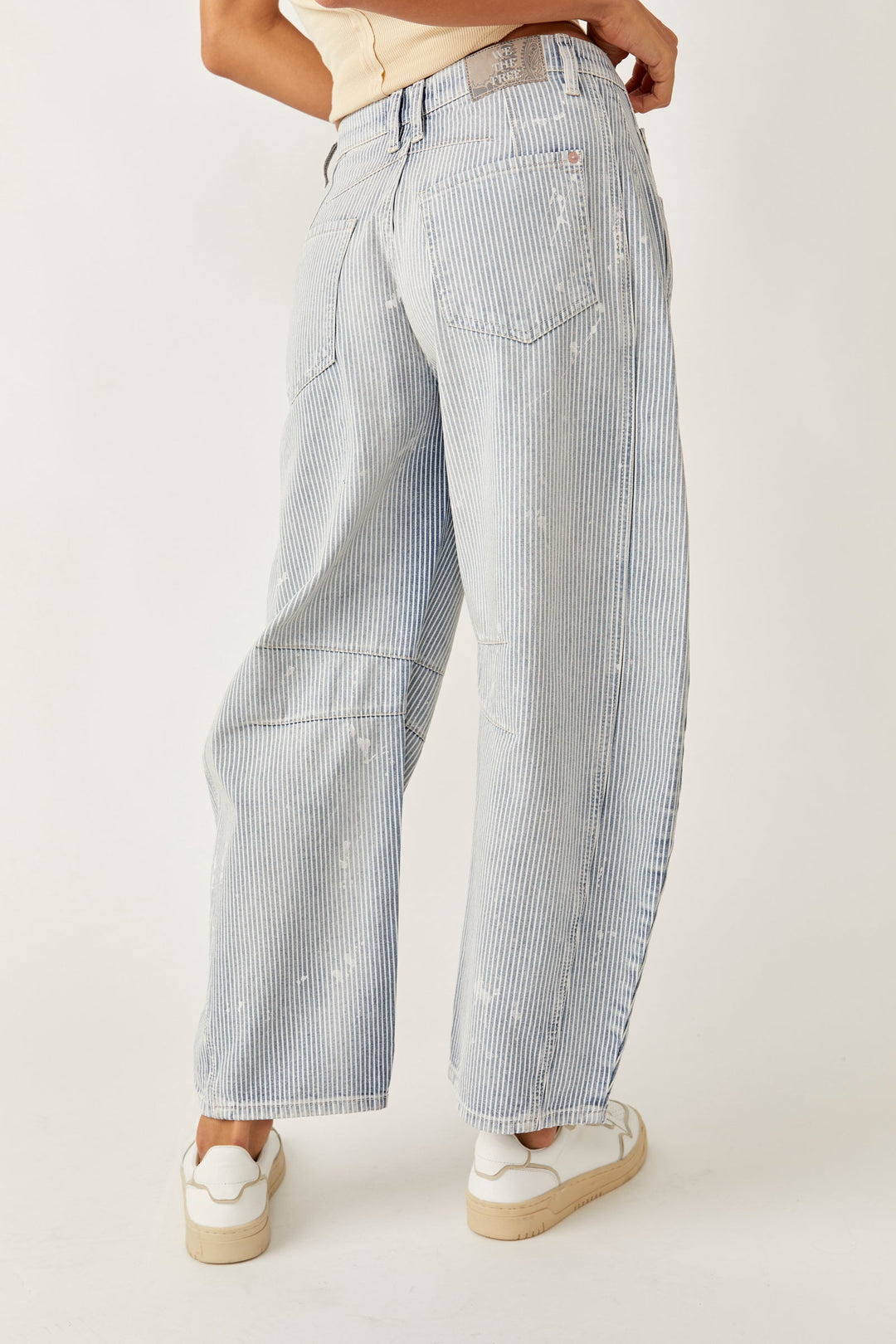 Jayden P Boutique - Free People Stripe Good Luck Mid-Rise Barrel Jeans - 25 / Tracks