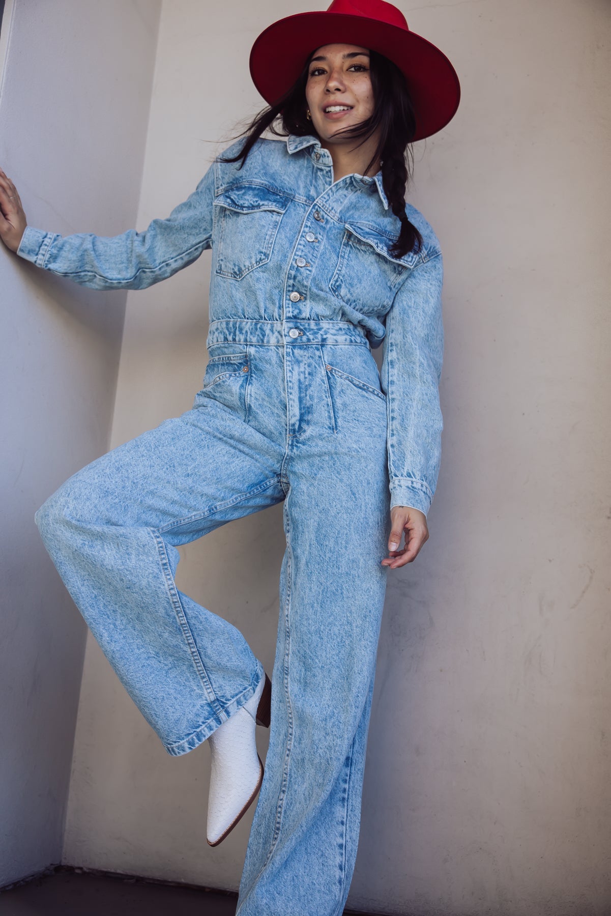 Free people scarlet denim jumpsuit online