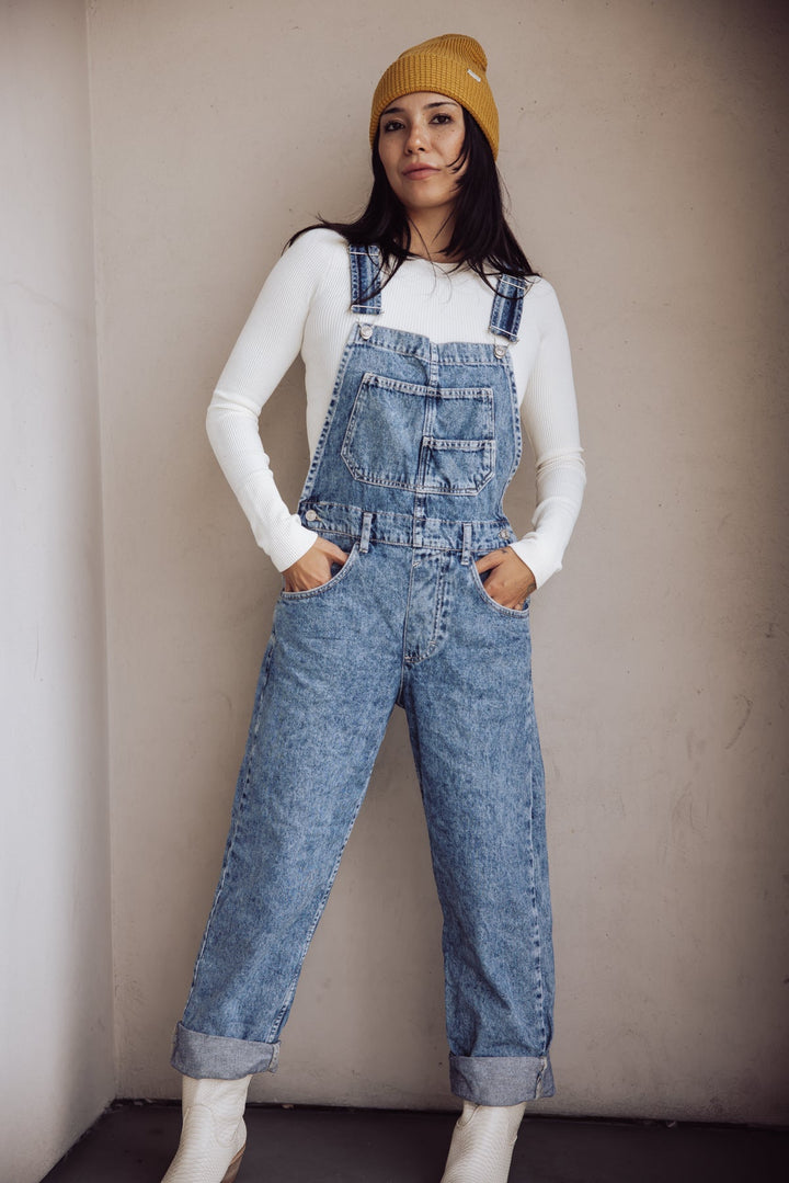 Jayden P Boutique - FREE PEOPLE - Ziggy Denim Overalls - X-SMALL / Powder Blue