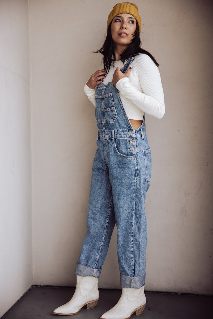 Jayden P Boutique - FREE PEOPLE - Ziggy Denim Overalls - X-SMALL / Powder Blue