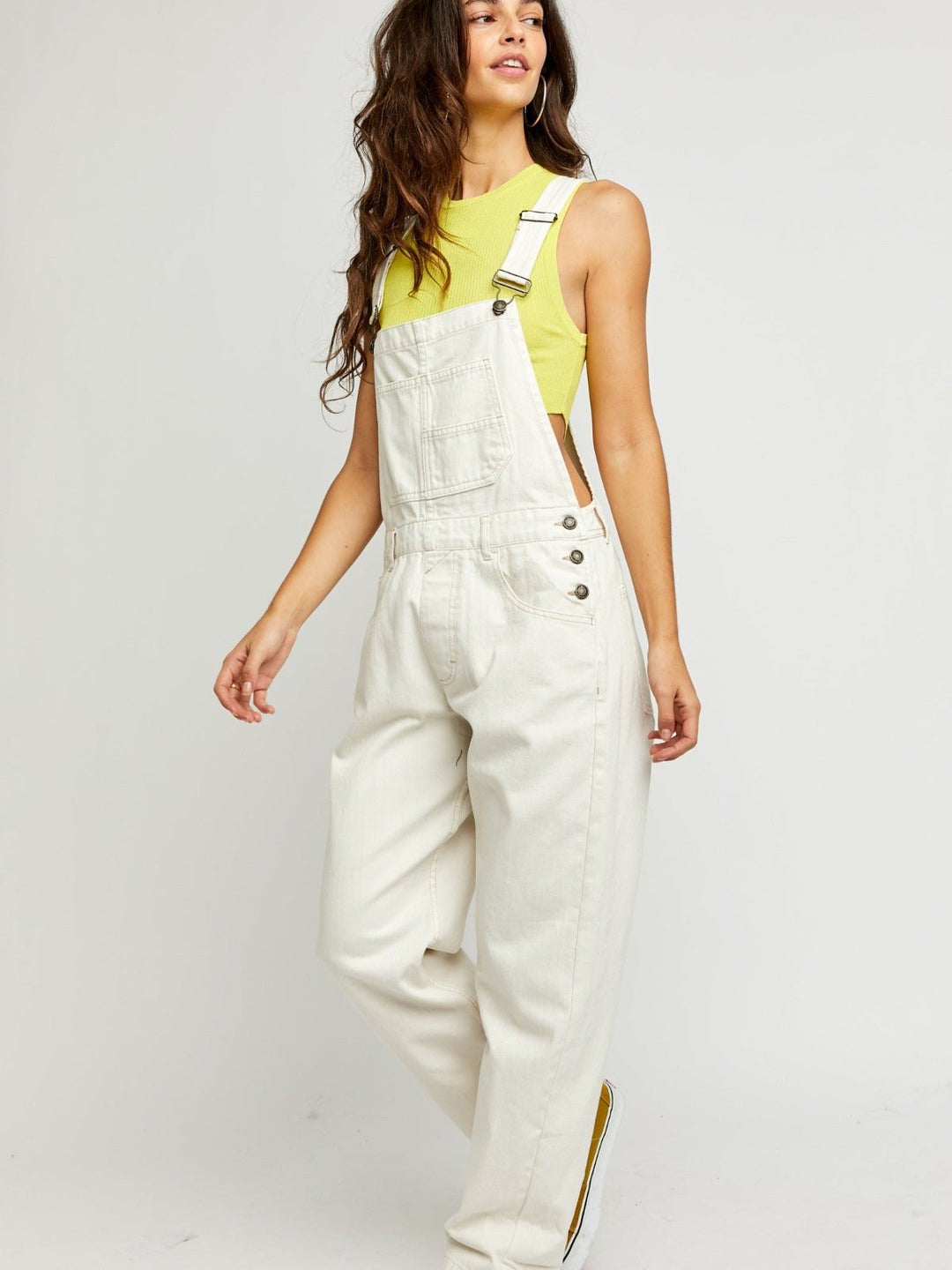 Jayden P Boutique - FREE PEOPLE - Ziggy Denim Overalls - X-SMALL / Parchment