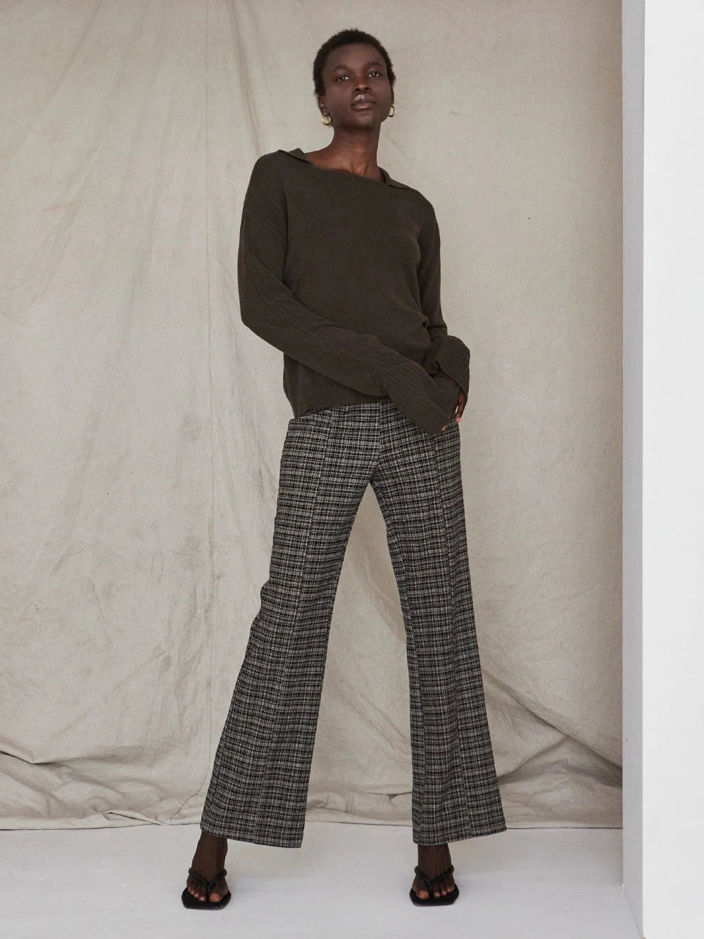 Gianna Jacquard Check Pants-PANTS-Jayden P Boutique