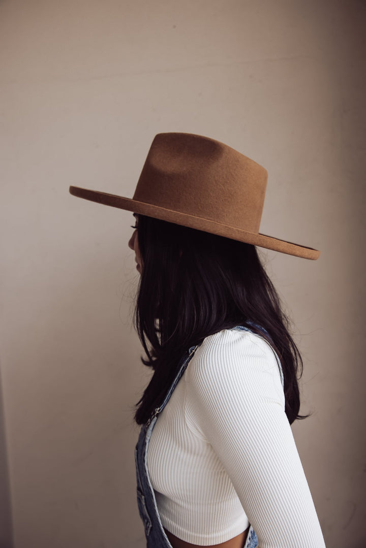 Gigi Pip Amelia Pencil Brim Fedora - Brown