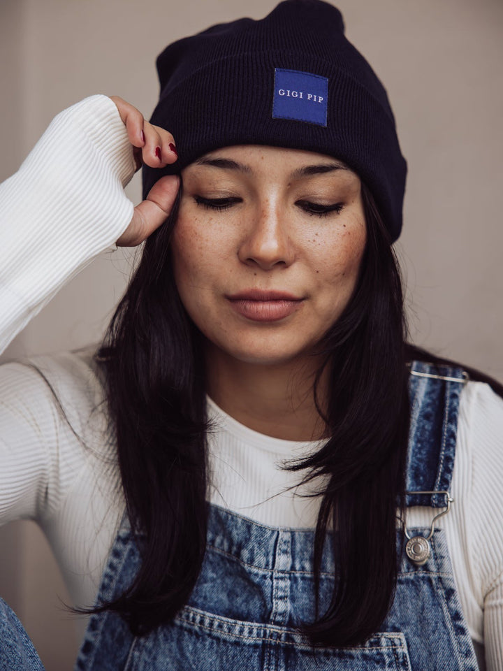 Jayden P Boutique - Gigi Pip Gigi Beanie - Navy Blue - Default Title