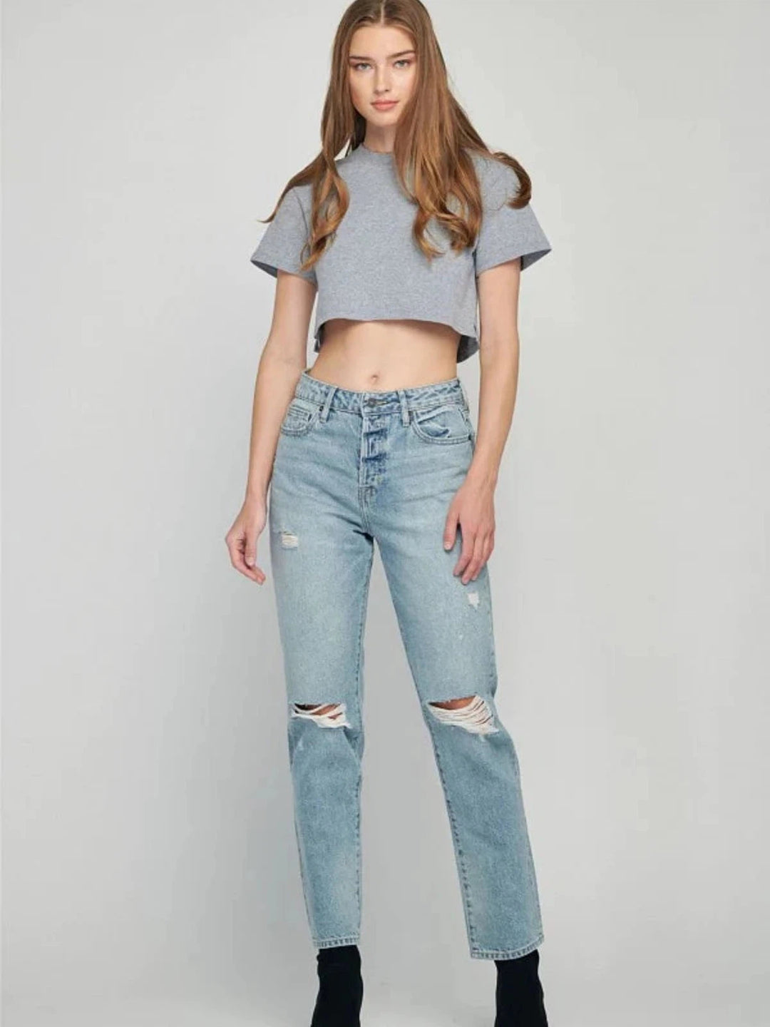 HIDDEN JEANS - TRACEY HIGH RISE STRAIGHT - LIGHT BLUE-HIDDEN BRAND-Jayden P Boutique