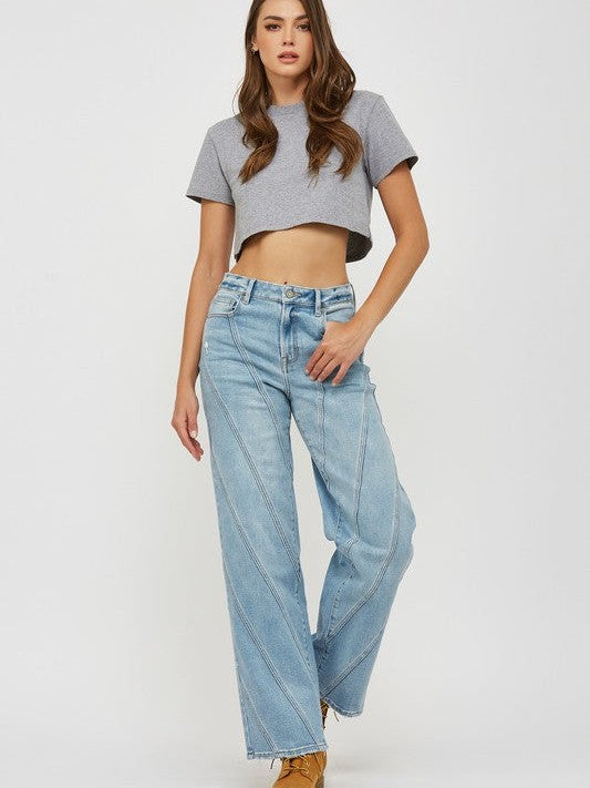 HIDDEN Logan Multi Seam High Rise Dad Jeans-JEANS-Jayden P Boutique