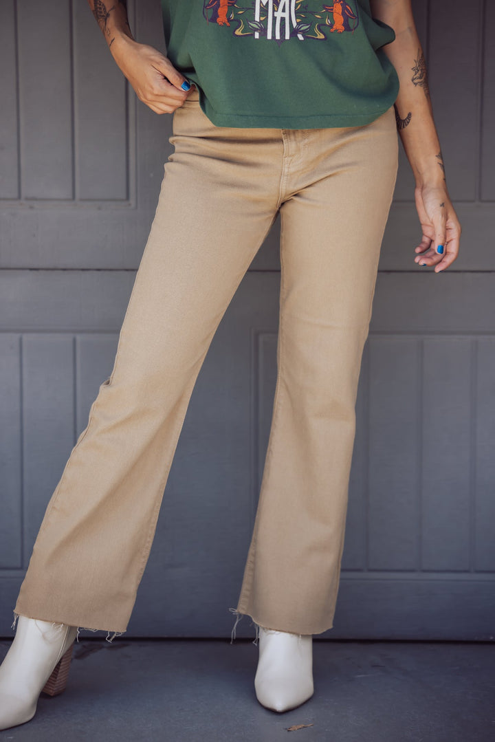 Hidden Jeans Happi Ultra High Rise Crop Flare - Tan