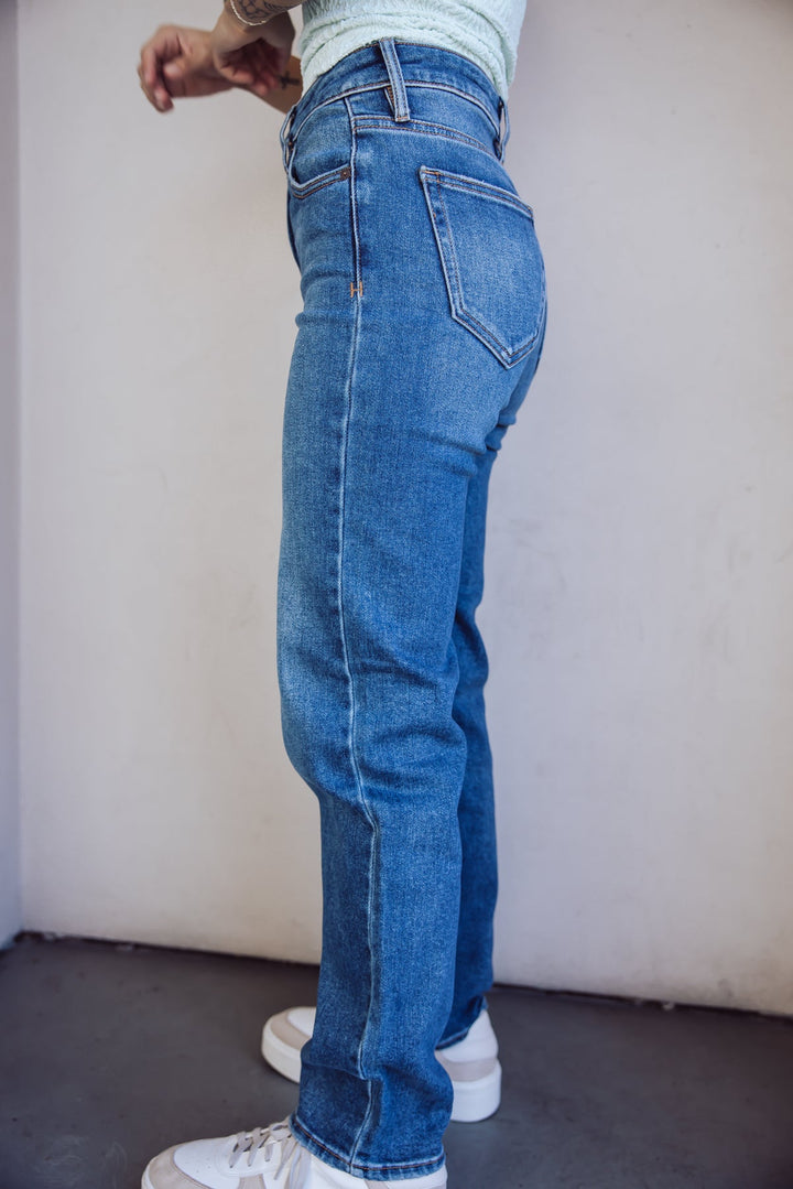 Hidden Jeans Tracey High Rise Straight Jean - Medium Dark