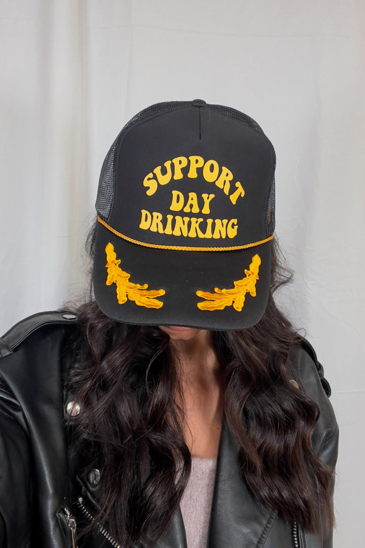 SUPPORT DAY DRINKING TRUCKER HAT - CAPTAIN HAT