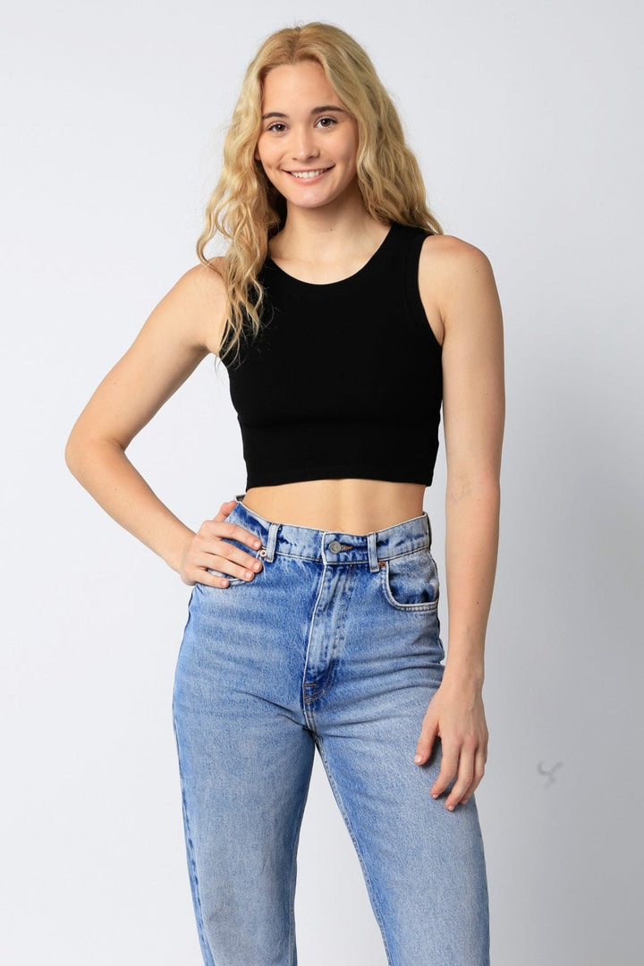 KEN RIBBED KNIT CROP TOP - BLACK-Olivaceous-Jayden P Boutique