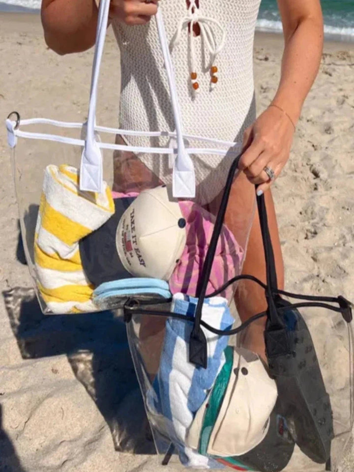 Jayden P Boutique - KENZKUSTOMZ - Clear Beach Tote - White