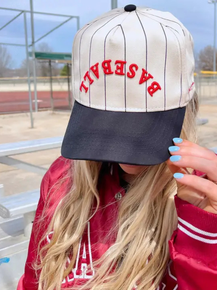 KENZKUSTOMZ - Baseball Stripe Trucker Hat showcases bold black and striped vintage design for a standout look.