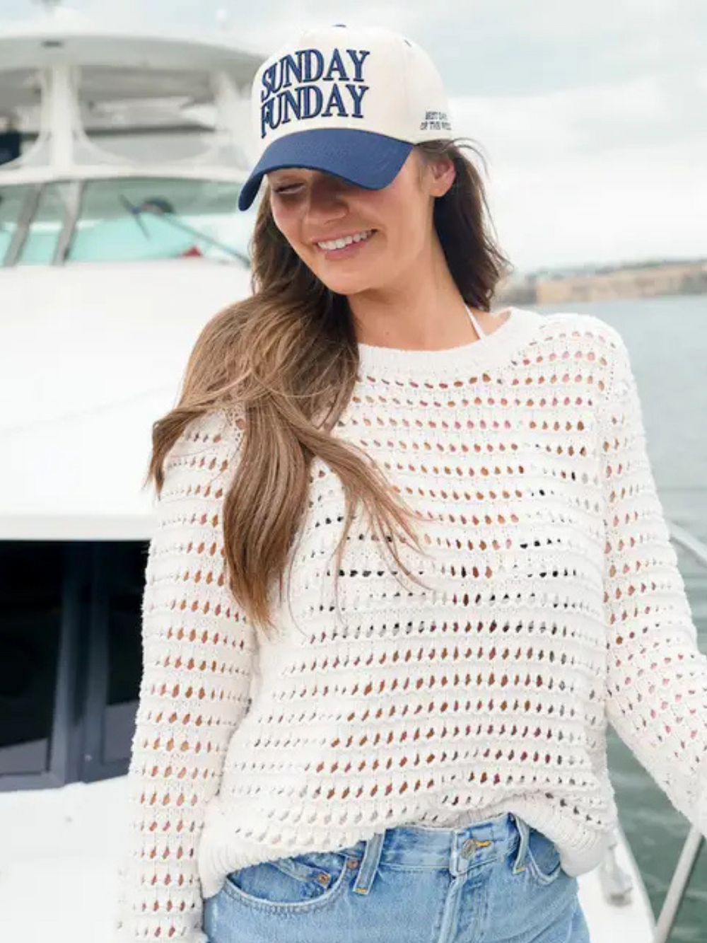 Navy vintage-washed KENZKUSTOMZ - Sunday Funday Trucker Hats, perfect for sunny weekends and spontaneous fun.