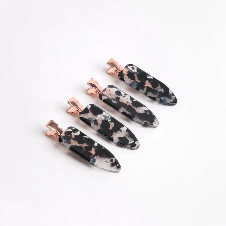 Kitsch Eco-Friendly Creaseless Hair Clips 4 Piece Set - Black Terrazo-KITSCH-Jayden P Boutique