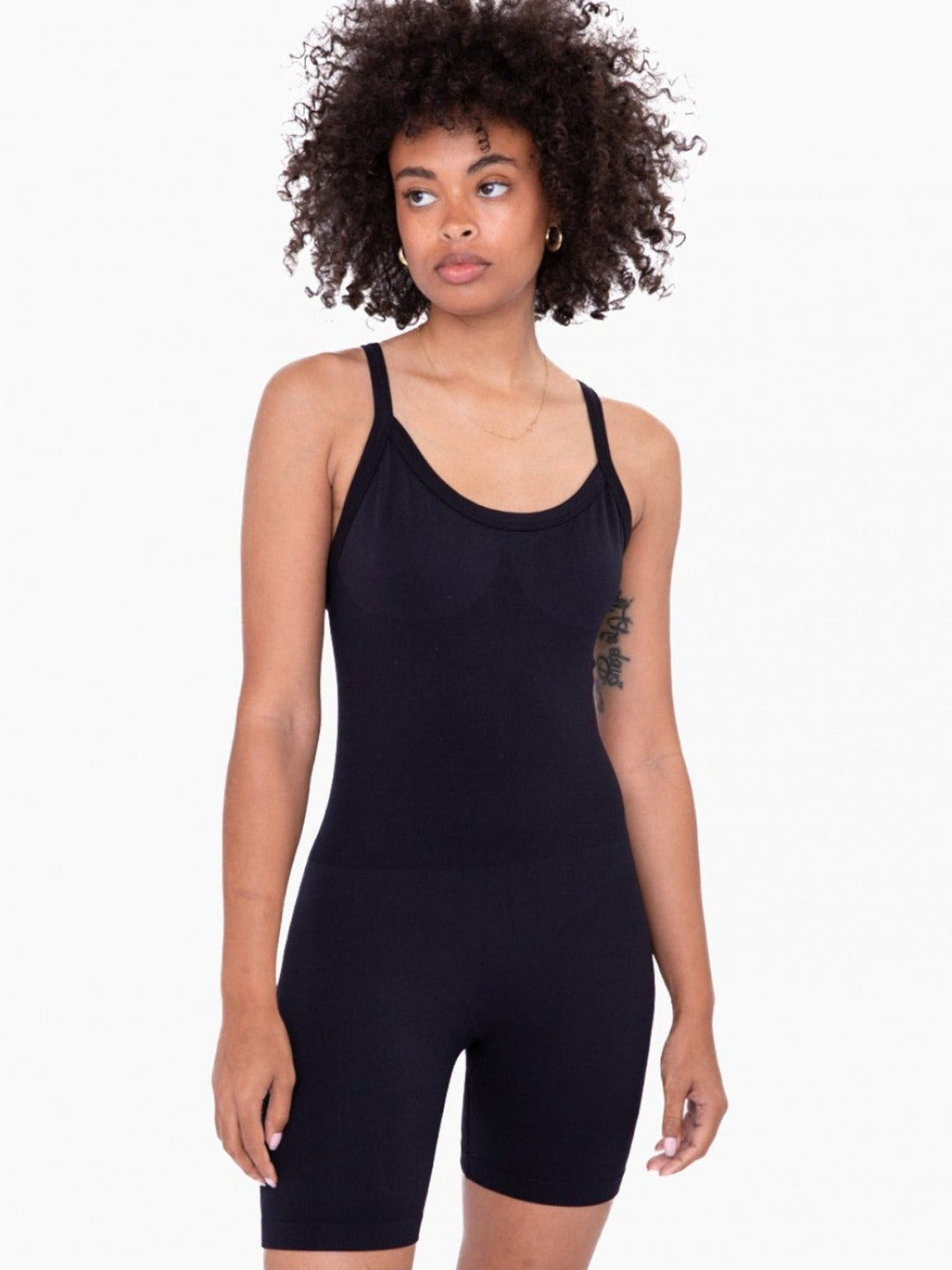 Lana Micro Ribbed Romper - Black