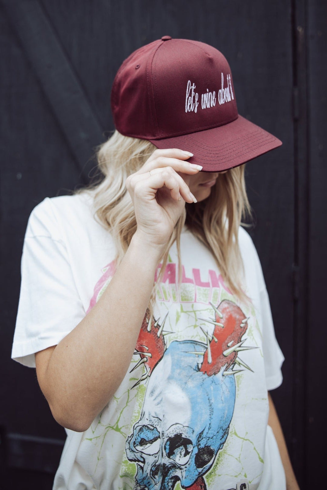 Lets Wine About It Trucker Hat - Dark Red