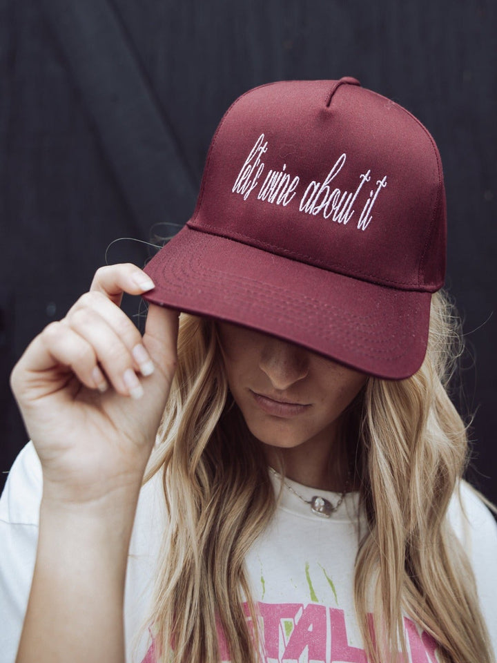 Lets Wine About It Trucker Hat - Dark Red