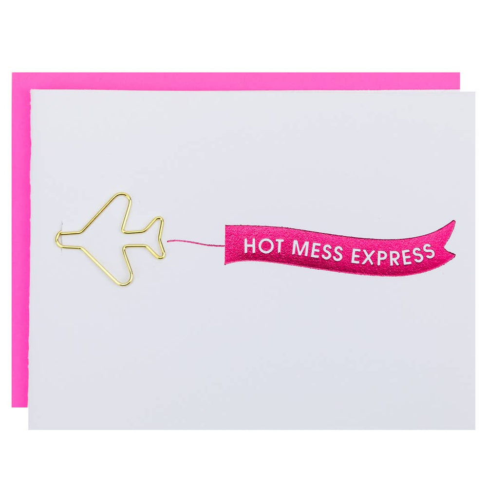 Jayden P Boutique - Letterpress Greeting Card + Keepsake Paperclip - Hot Mess Express + Airplane Paperclip